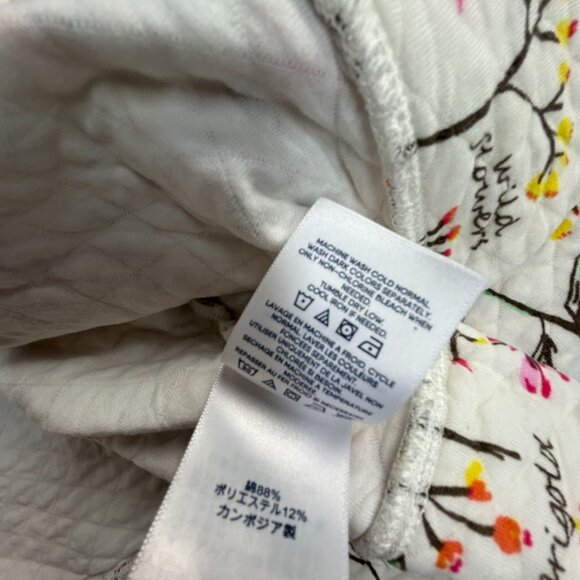 Lands' End Women's Quilted Crewneck Top XL 3/4 Sleeve Pullover Ivory Floral - Picture 5 of 8